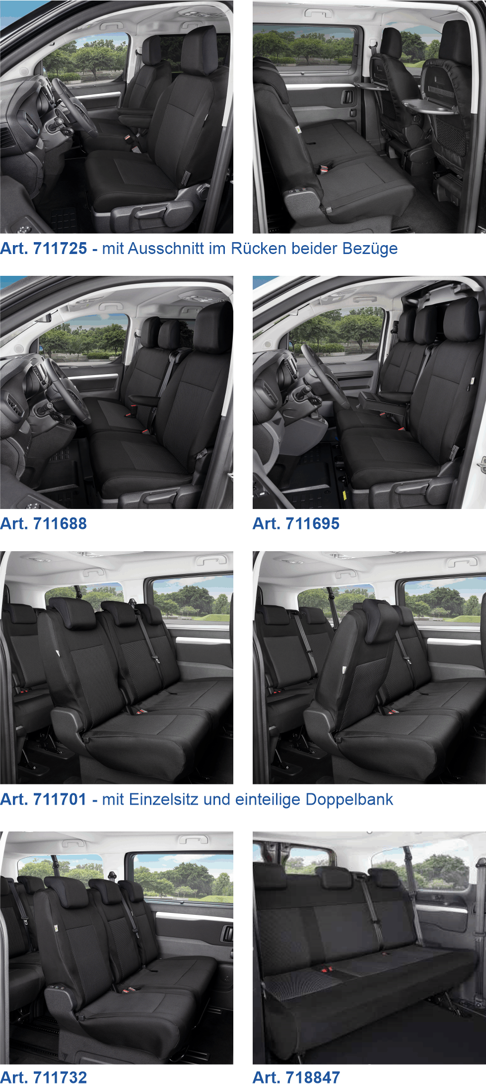 Passform Sitzbez�ge Peugeot Expert III/Traveller, Citroen Jumpy III/SpaceTourer, Opel Vivaro C/Zafira Life, Toyota ProAce II/ ProAce Verso II